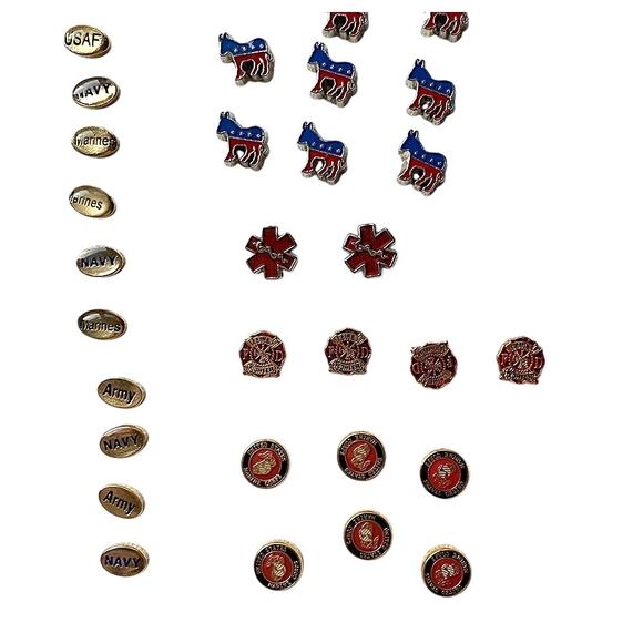Lot of 60+ Pcs Floating Locket Jewelry Charms Military Army Navy Police Politics - Picture 7 of 9